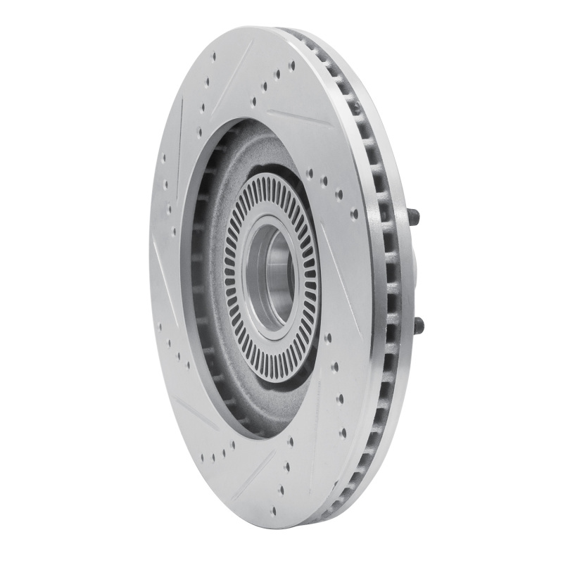 Ford Explorer Sport Brake Rotor (1) - Front Right - R1 Concepts - Drilled & Slotted - Silver - `01-`05